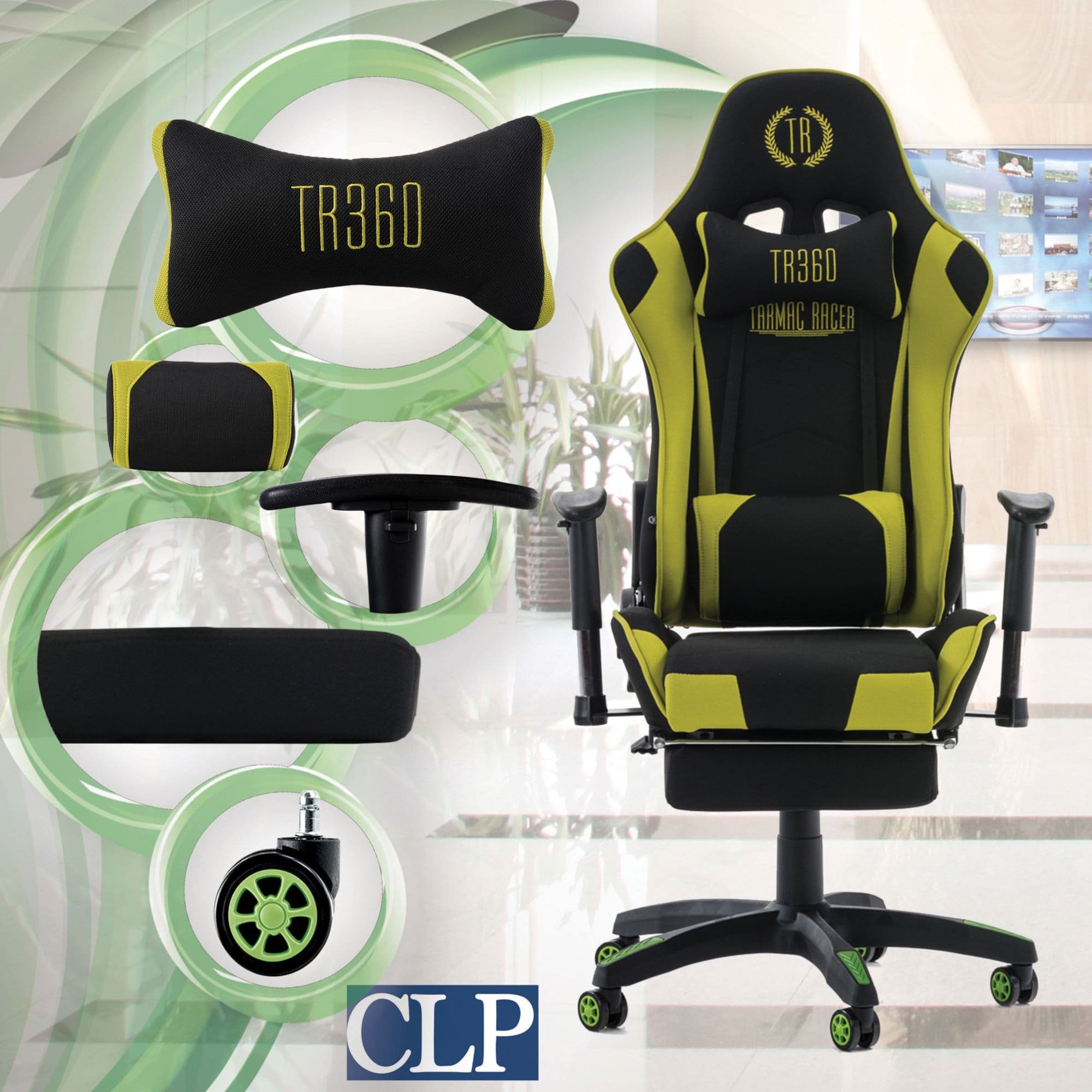 CLP Gaming Chair Turbo mit Fußablage, Höhenverstellbar und drehbar