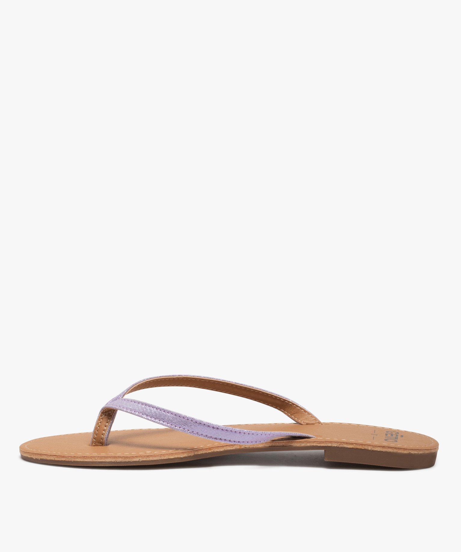 Tongs femme à petit talon plat et lanières fines violet clair | GEMO