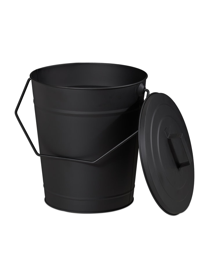 relaxdays Ascheeimer in Schwarz - 12 l günstig kaufen onesize