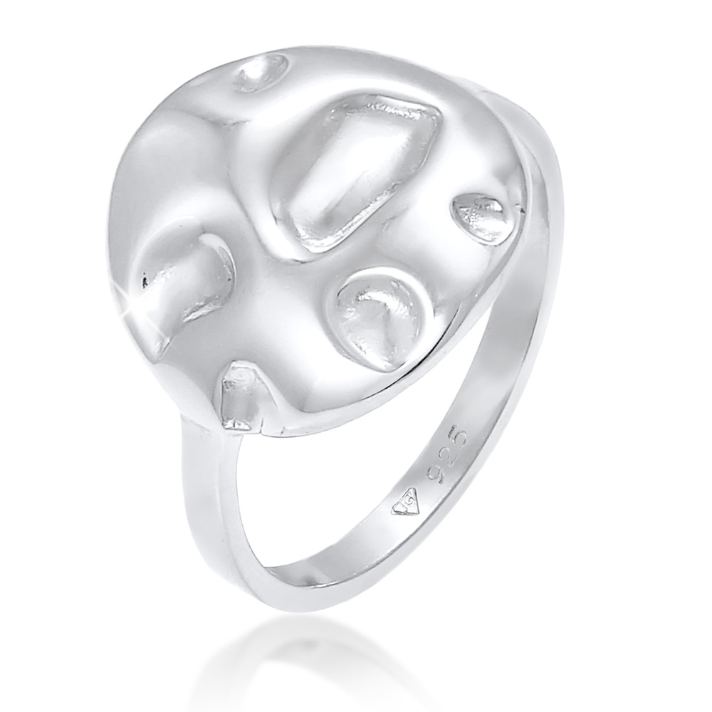 Elli Elli Bague Plättchen Coin Rund Struktur Geo 925 Silber Bague