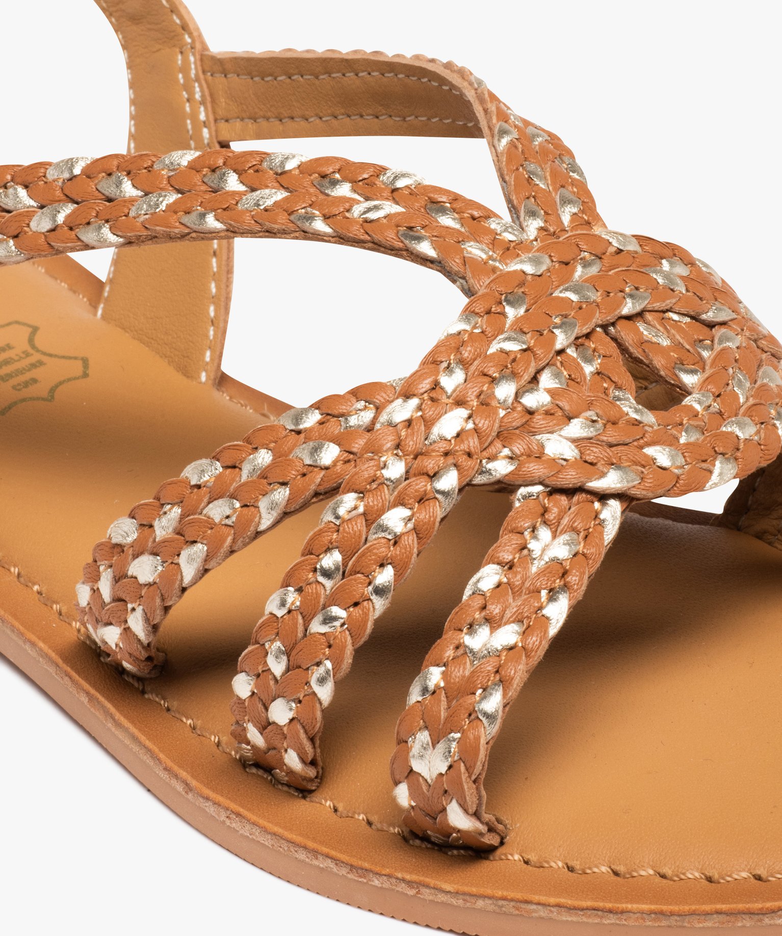Sandales femme à brides tressées métallisées – Tanéo marron | GEMO