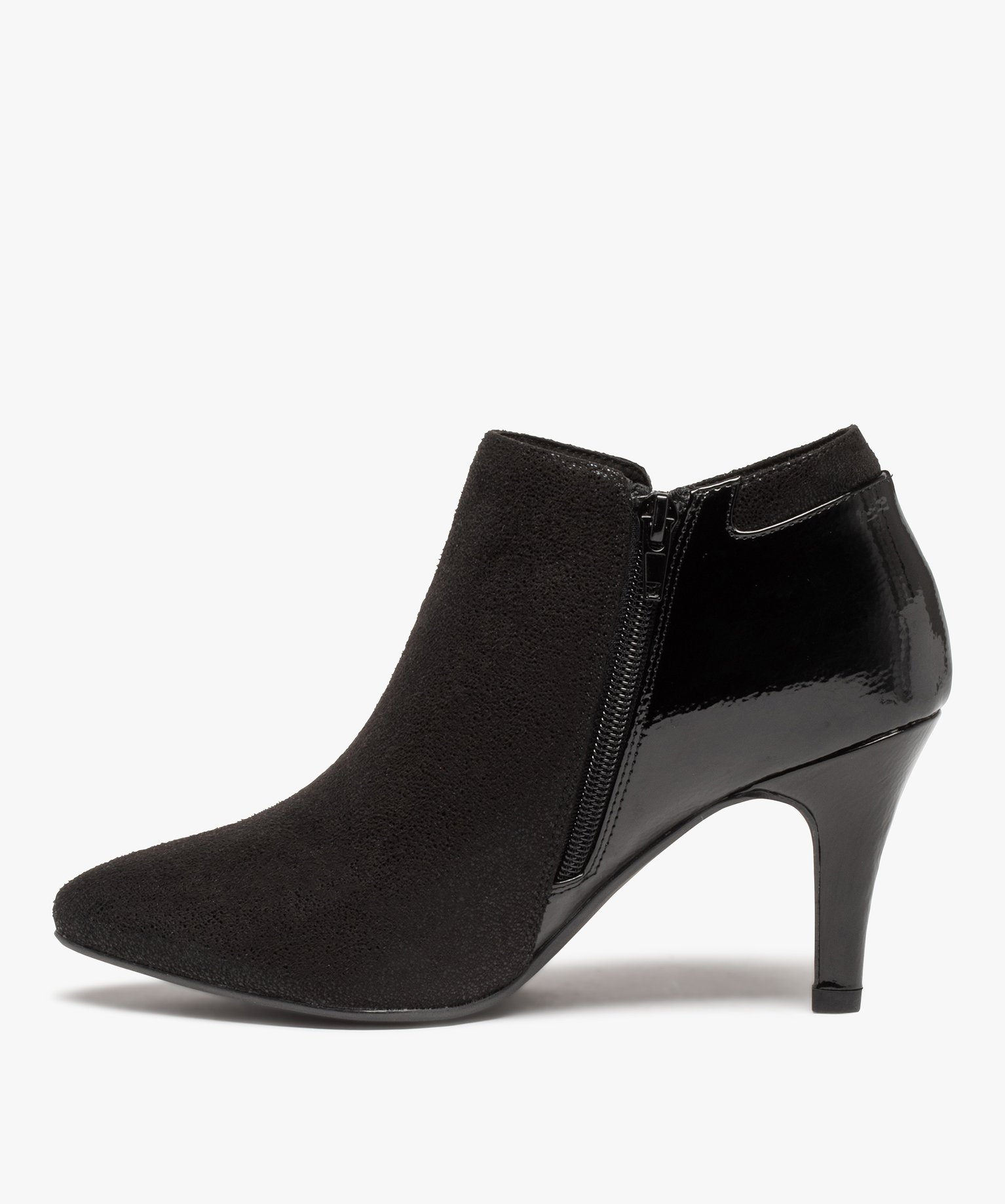 Low-boots femme unies à talon aiguille et bout pointu noir | GEMO