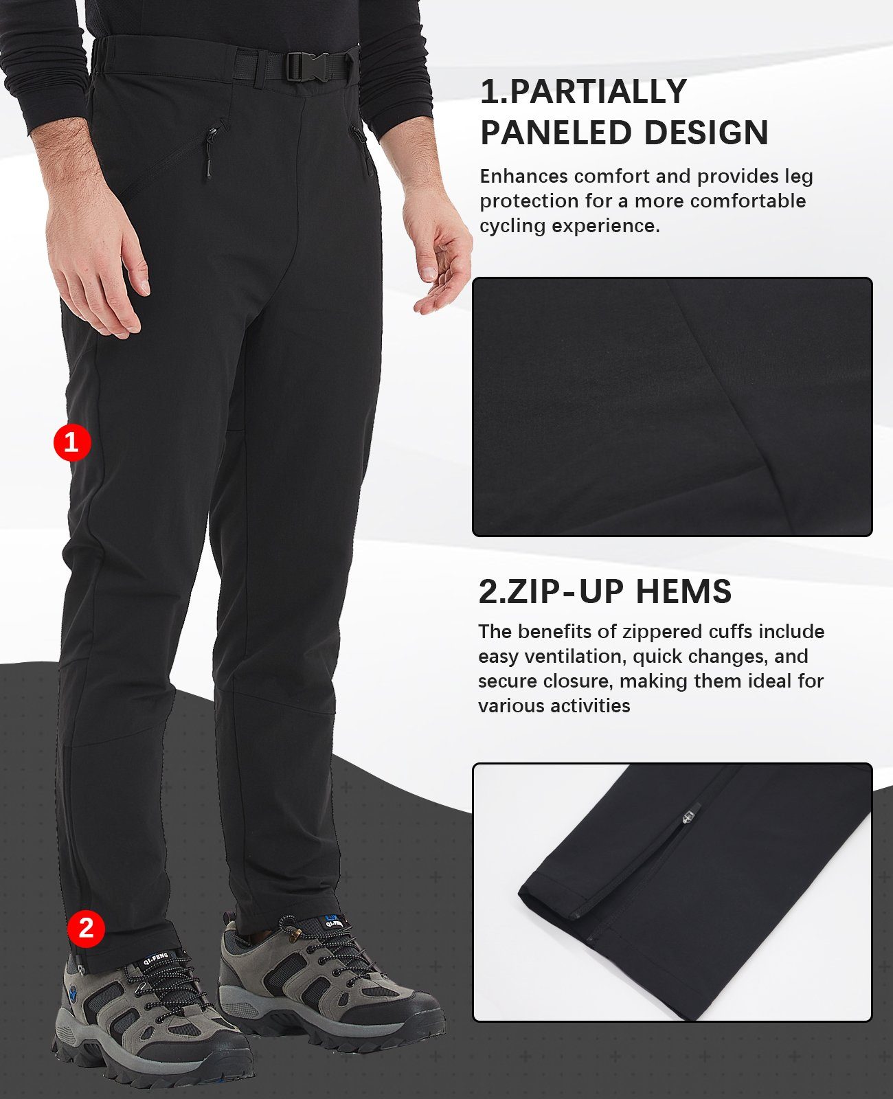 MEETYOO Fahrradhose Herren Lang Fahrradhose Radlerhose Radunterhose Wanderhose Laufhose (Sporthose Trainingshose, Outdoorhose, Trekkinghose, Softshellhose, Fahrradhose) Schnelltrocknende, MTB Hose, Cargohose