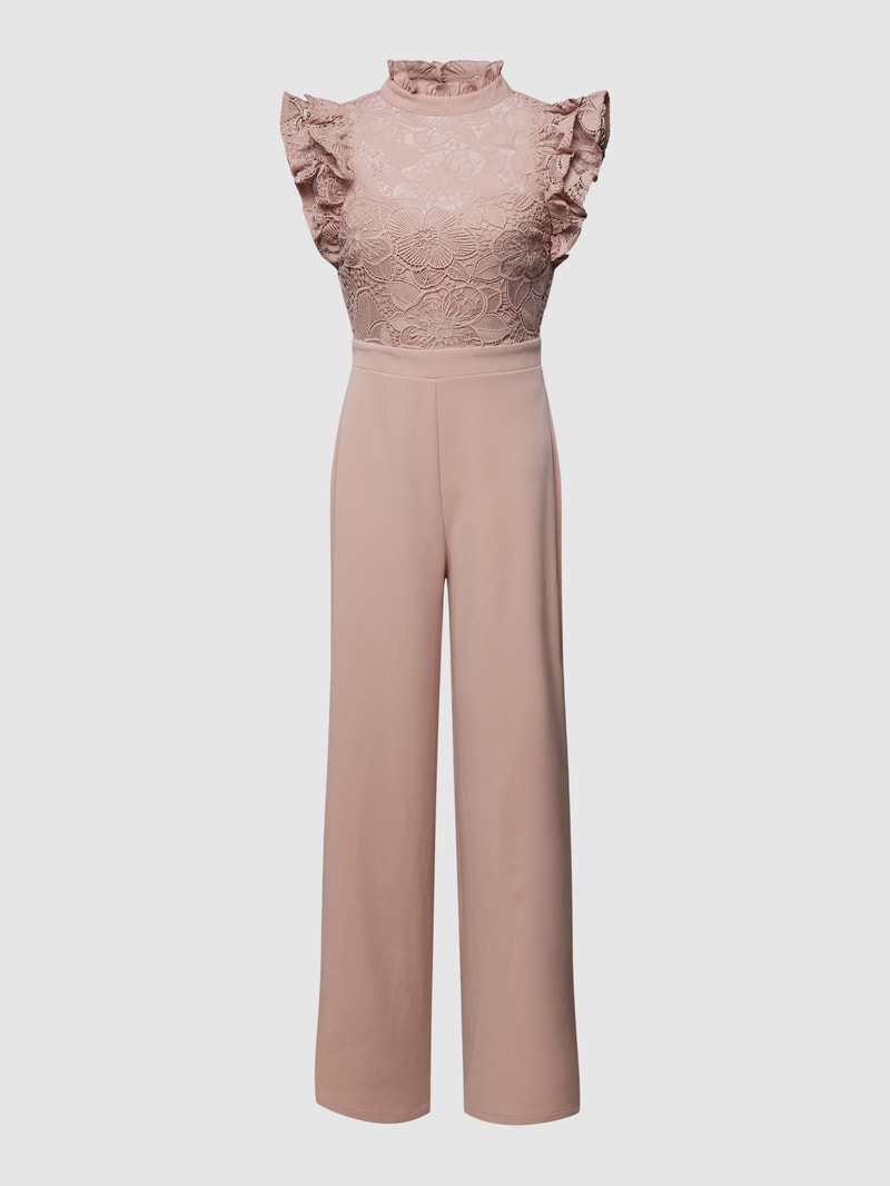 Jumpsuit mit Volantärmeln in rosé
