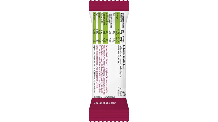 Freche Freunde Bio Getreideriegel Rote Traube, Aronia & Banane 4er-Pack 92 g