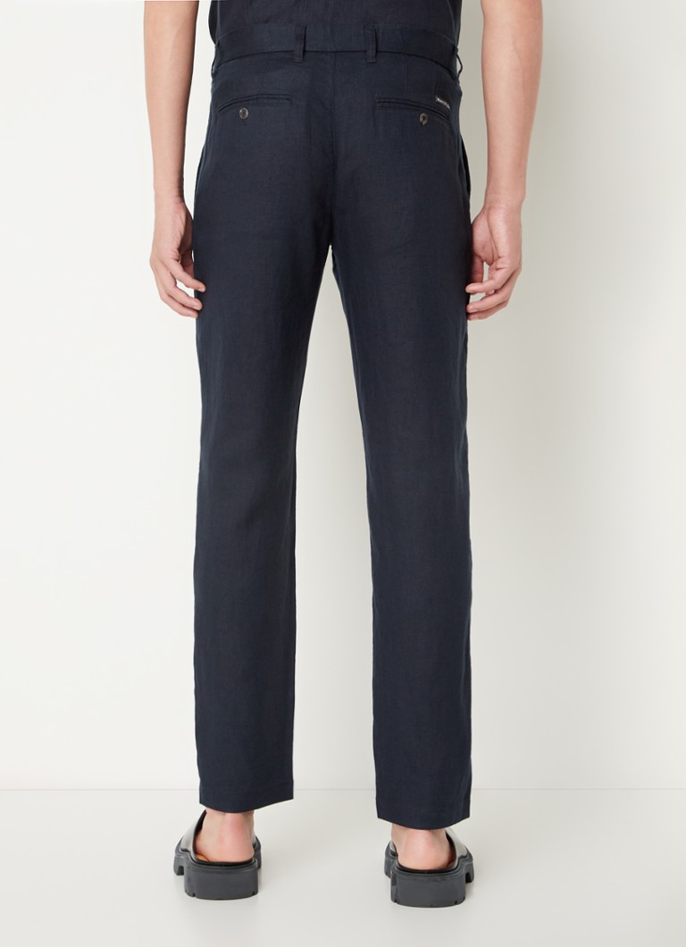 Pantaloni chino Marc O'Polo Osby din in, cu croială plisată și croială mulată