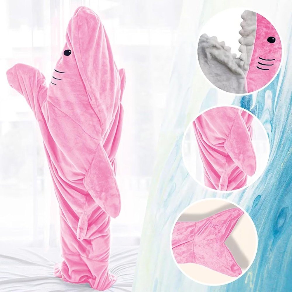 Wohndecke Hai Decke mit Ärmeln, Flauschig Hoodie Superweiche Cozy Hai-Schlafsack, NUODWELL