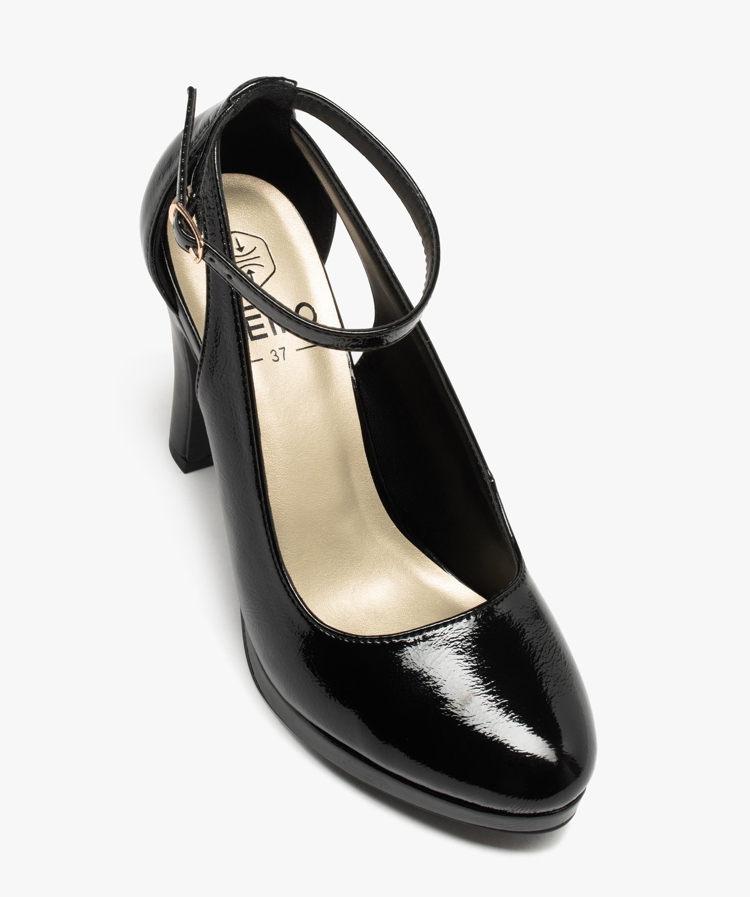 Escarpins à fine bride et talon haut femme noir | GEMO