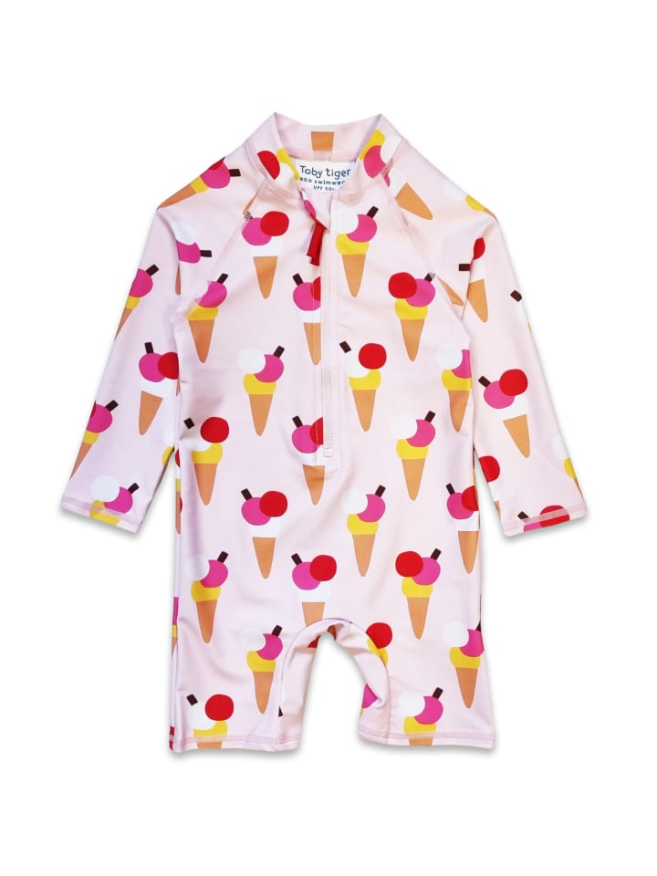 Toby Tiger Schwimmanzug mit Eiswaffel Print, UPF 50  in rosa günstig kaufen
