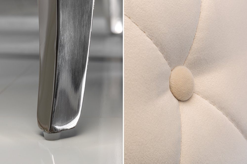 riess-ambiente Polsterstuhl MODERN BAROCK beige / silber, Esszimmer · Samt · Edelstahl