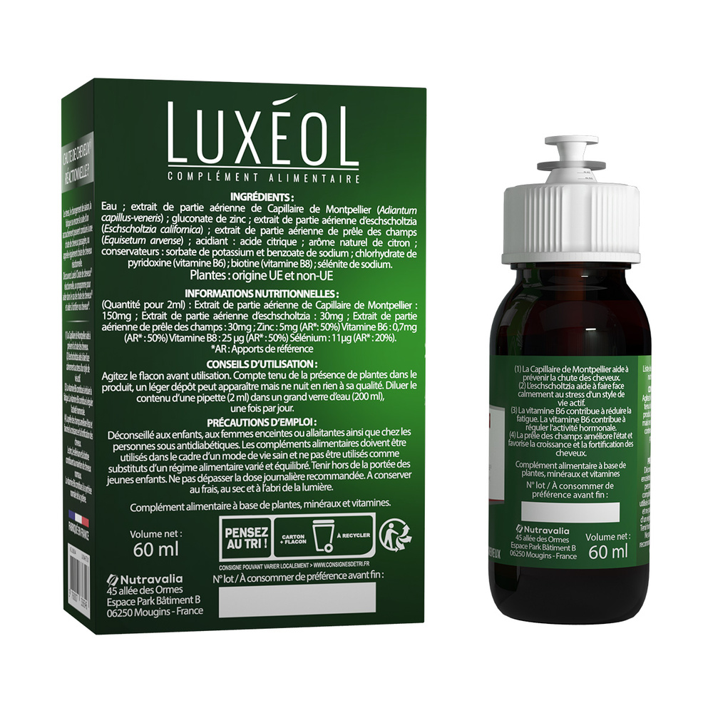 Luxéol LUXÉOL CHUTE CHEVEUX RÉACTIONNELLE (à boire) Complément alimentaire
