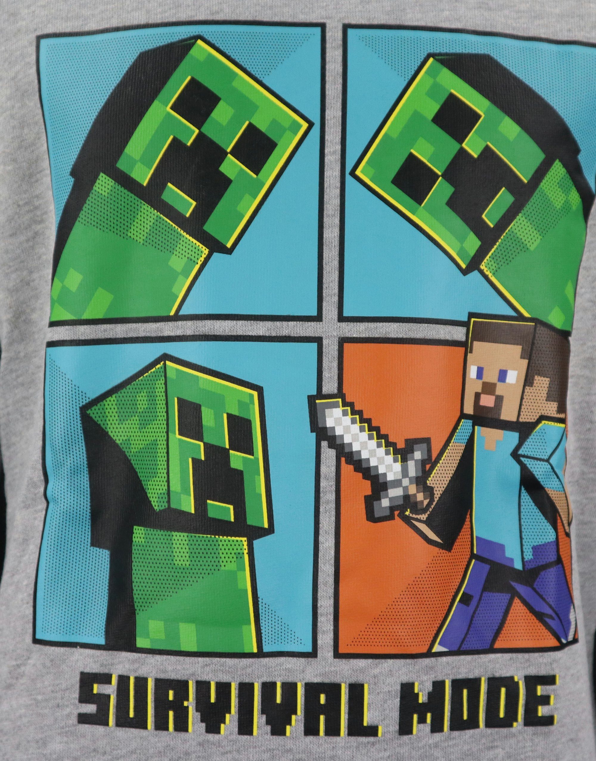 Minecraft Hoodie Minecraft Creeper Steve Jungen Kinder Kapuzen Pulli Gr. 128 bis 152