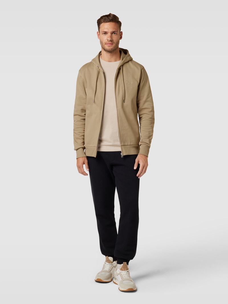 Sweatjacke mit Label-Stitching in beige