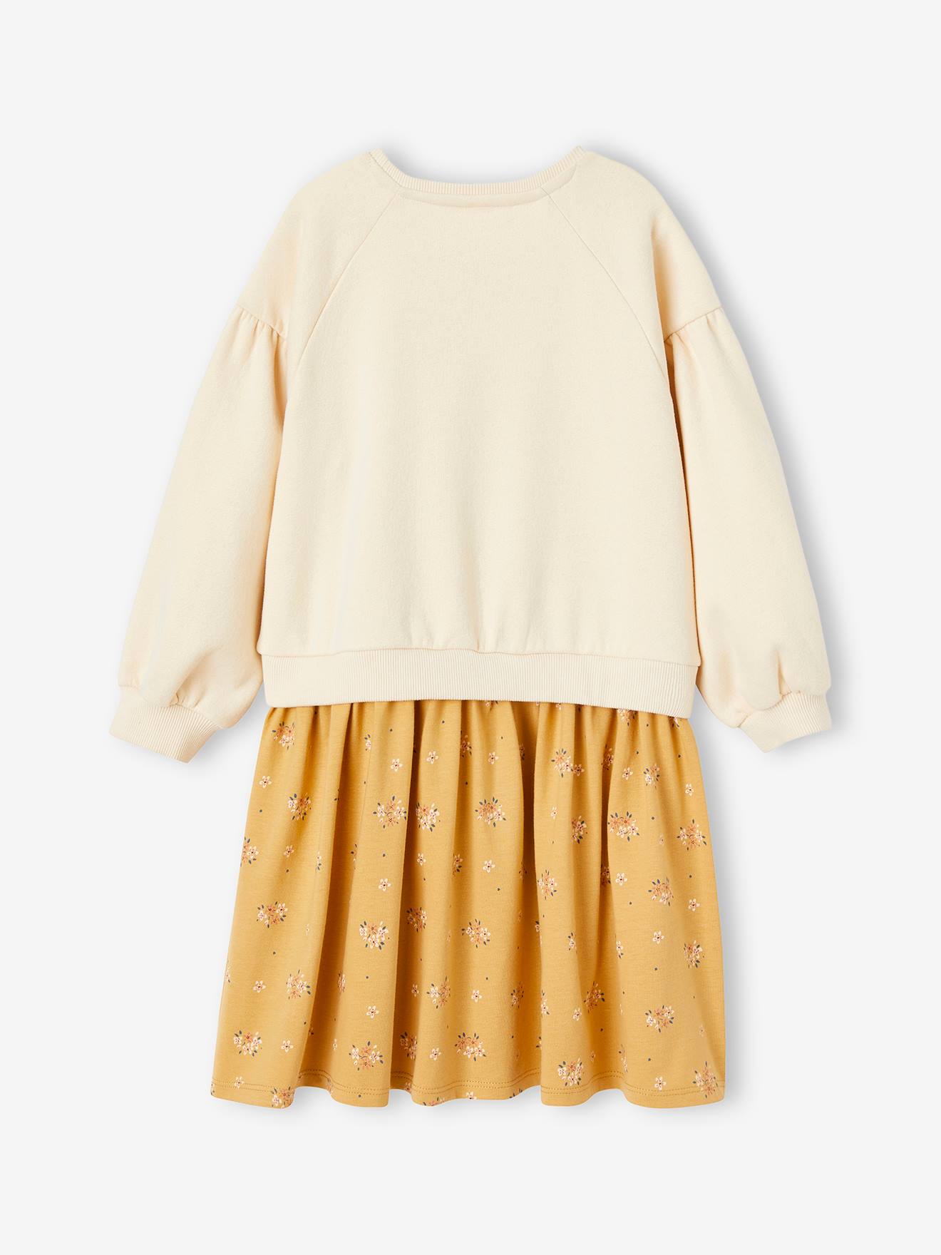 Robe bi-matière fille vanille
