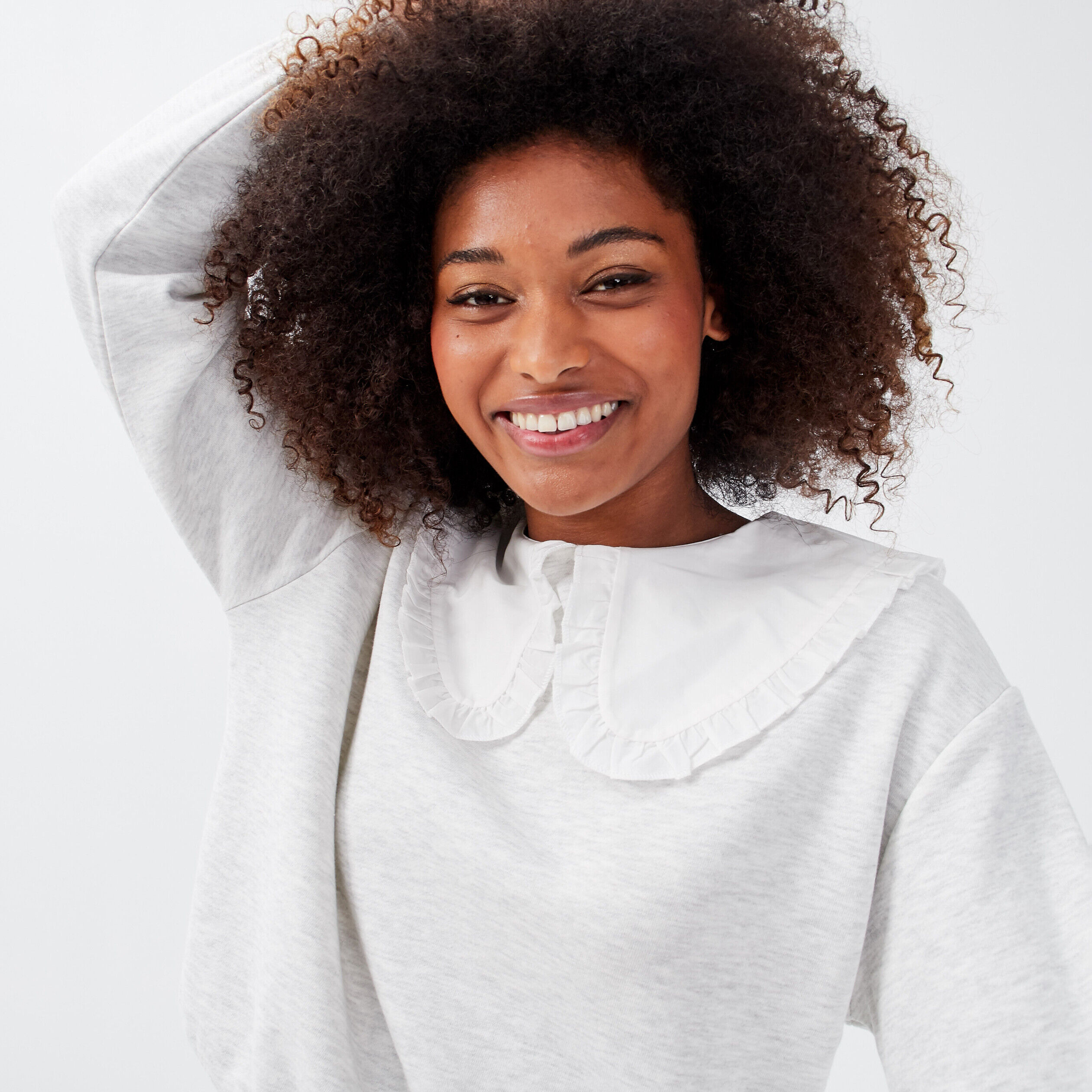 Sweat avec col claudine gris clair femme | Cache Cache