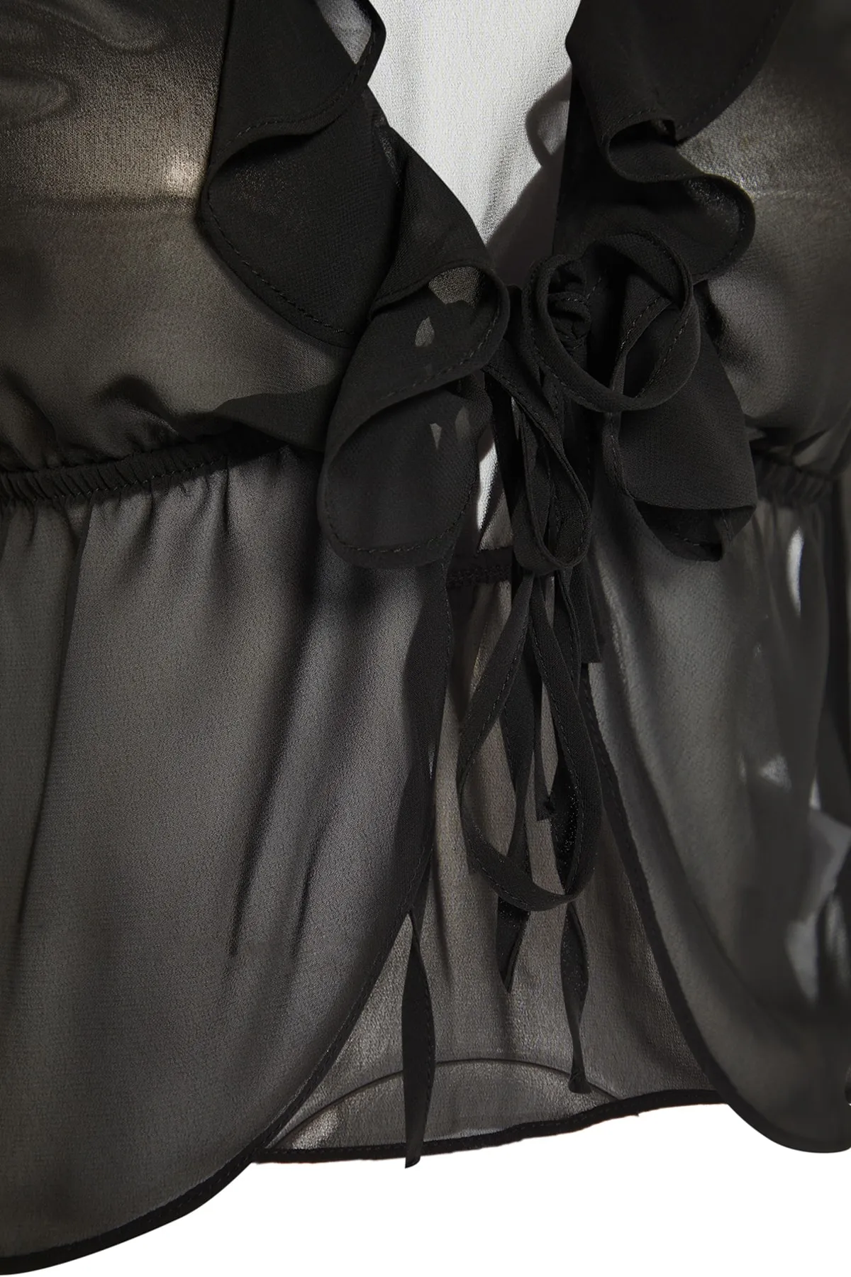 Trendyol Collection  Schwarze, gebundene, ungefütterte Chiffonbluse TPRAW23BZ00070