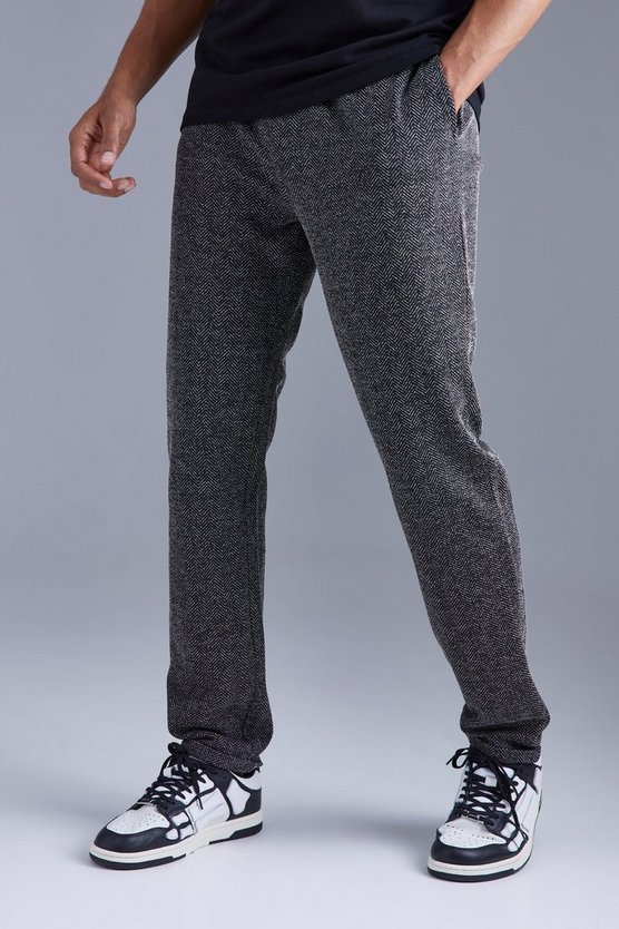 Elastische Slim-Fit Hose mit Zick-Zack Print