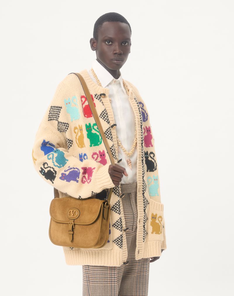 Bolsa de ombro Valentino Garavani Antibes em camurça