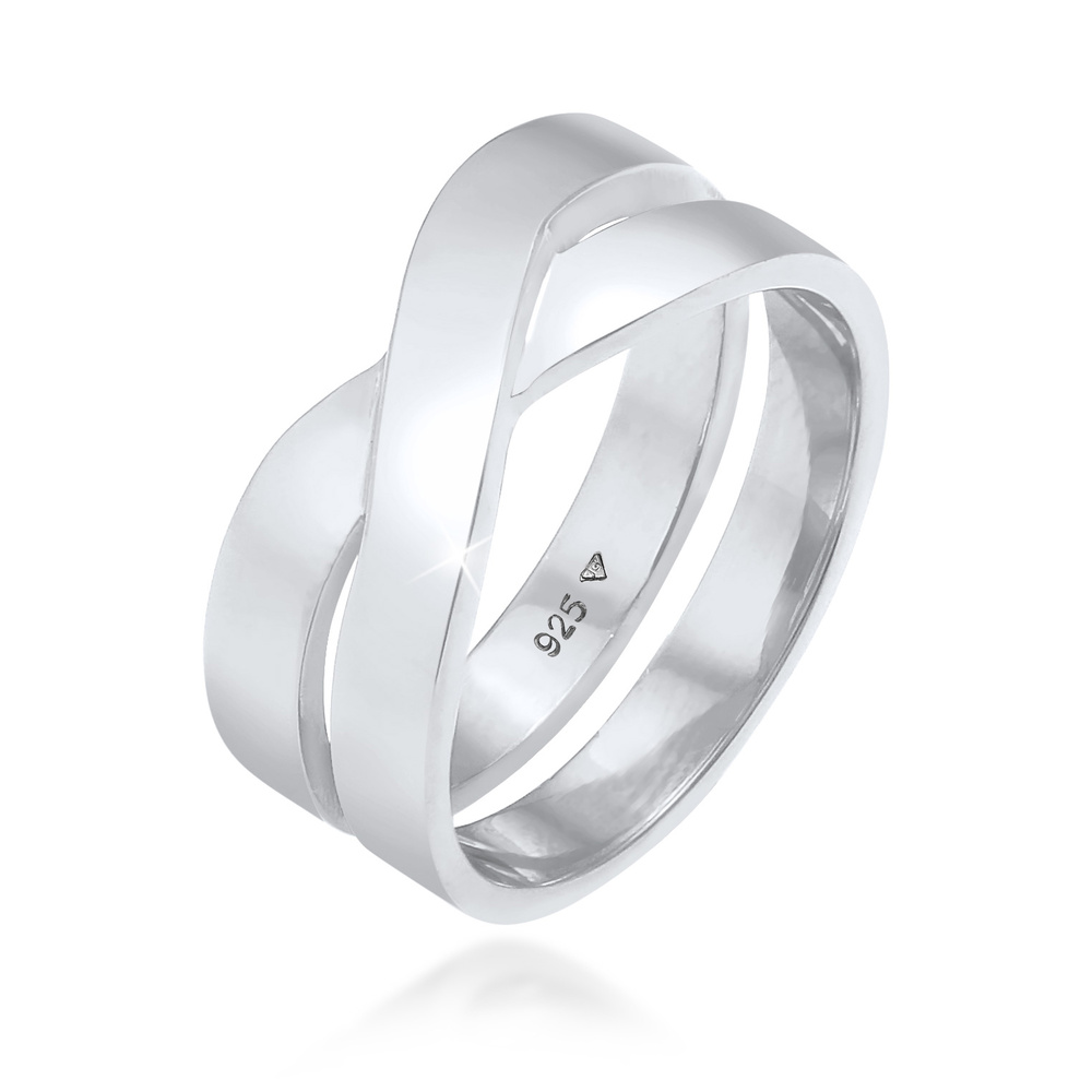 KUZZOI KUZZOI Bague Le bracelet masculin croisé solide en argent sterling 925 Bague