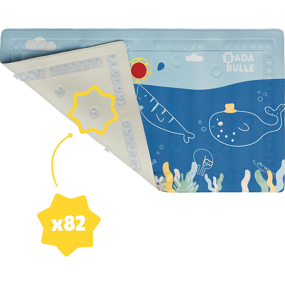 Badematte mit Thermometer Meerestiere