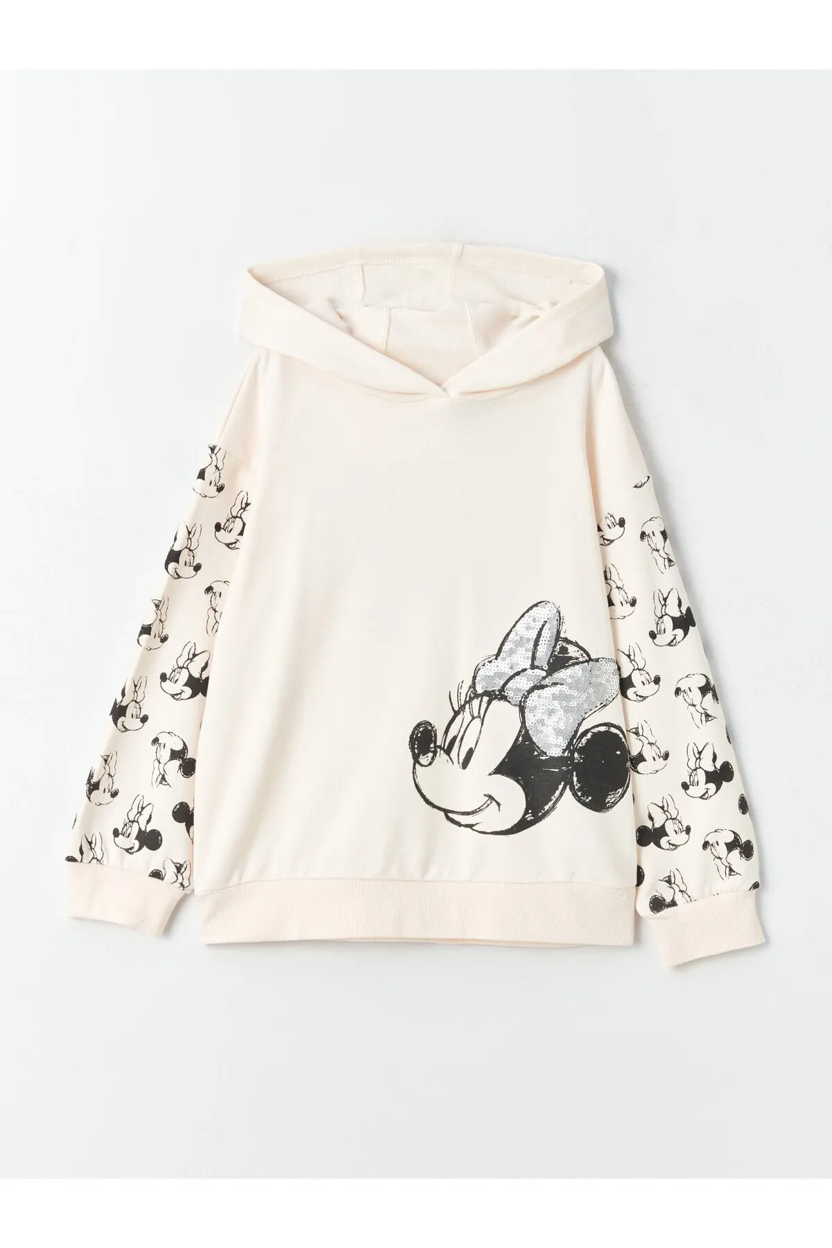 LC Waikiki  Langarm-Kapuzenpullover für Mädchen mit Minnie Mouse-Aufdruck