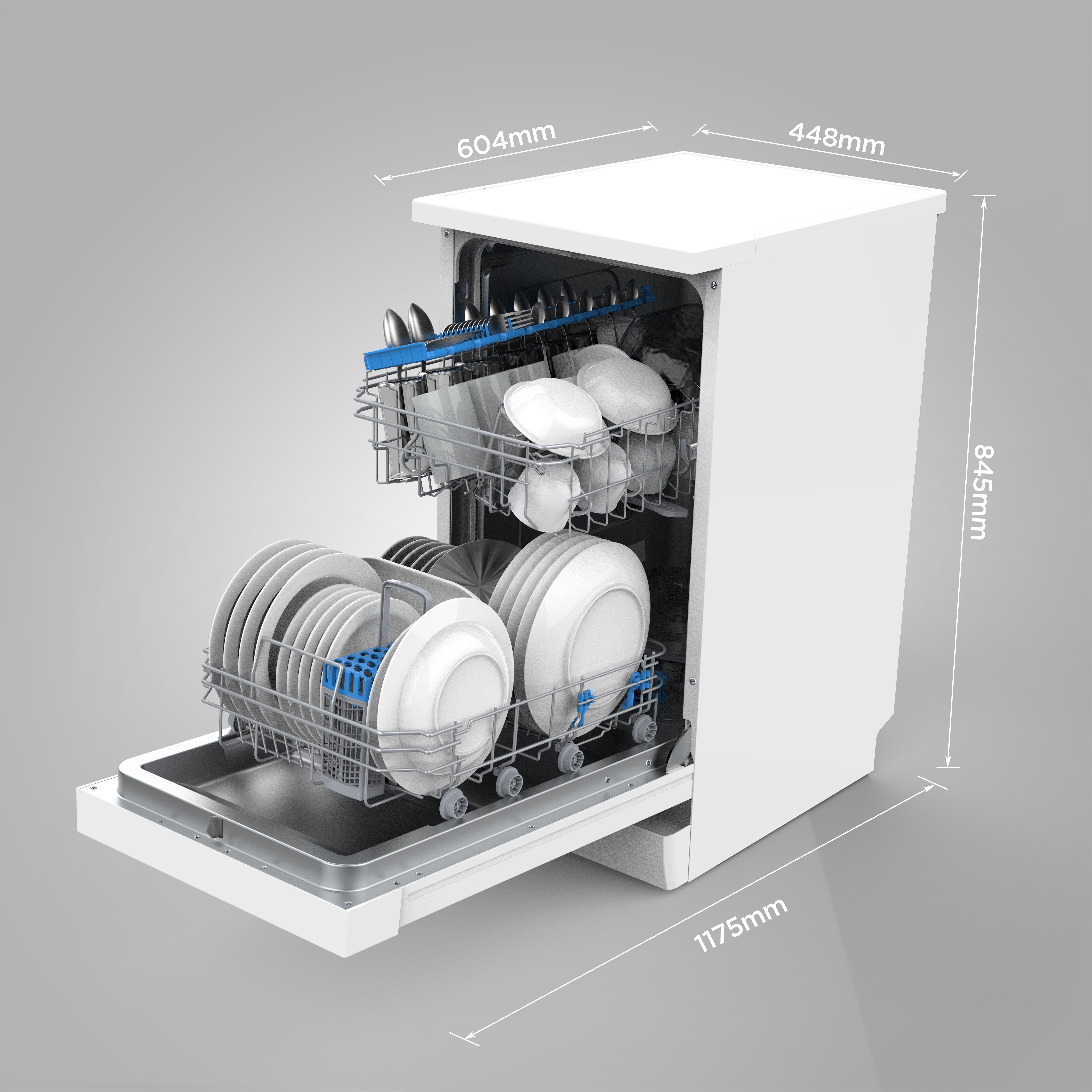 Midea Standgeschirrspüler, SF 5.45NW wi, 6 Programme, 47 dB, 1-24H Startzeitvorwahl, Aquastop