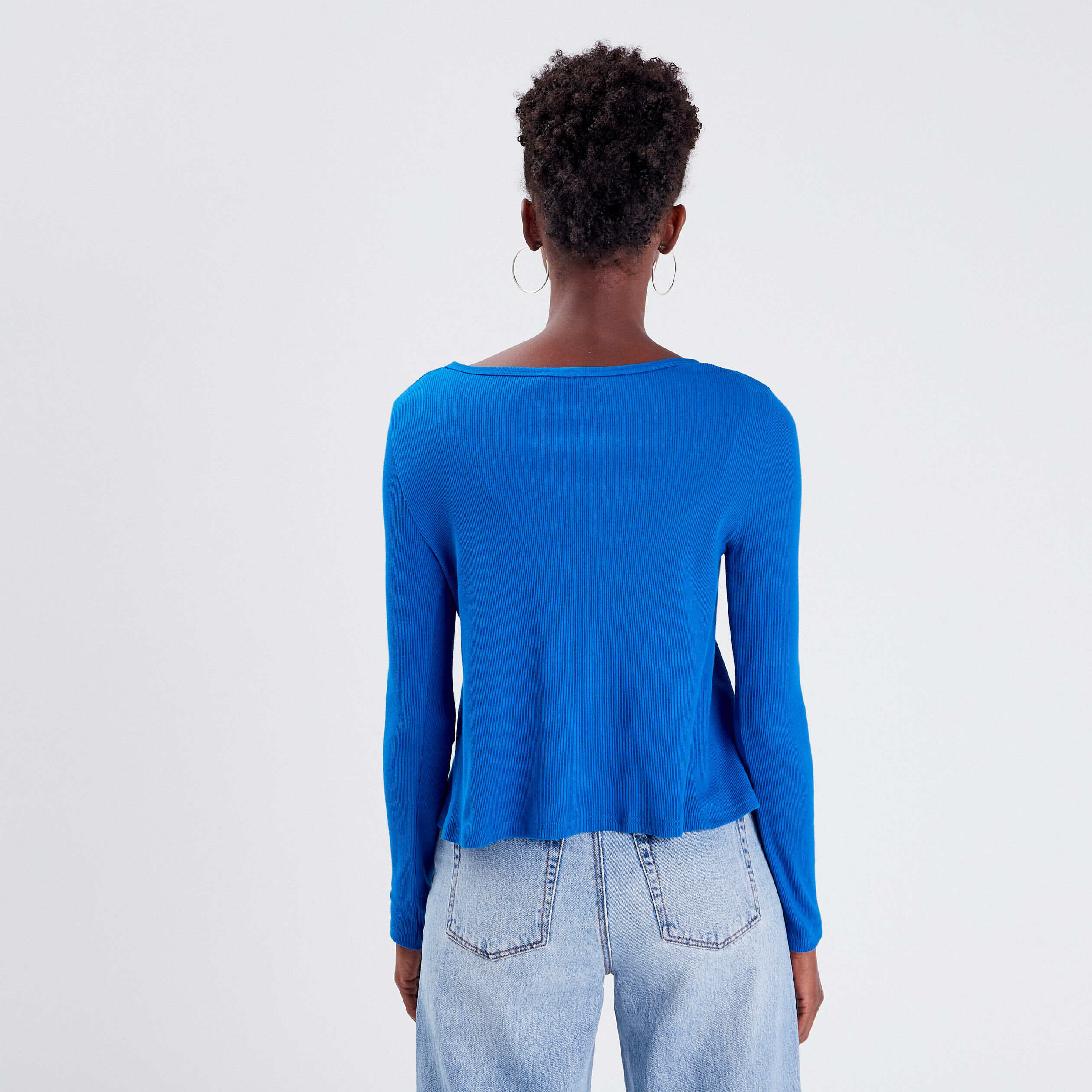 Gilet manches longues bleu femme | Cache Cache