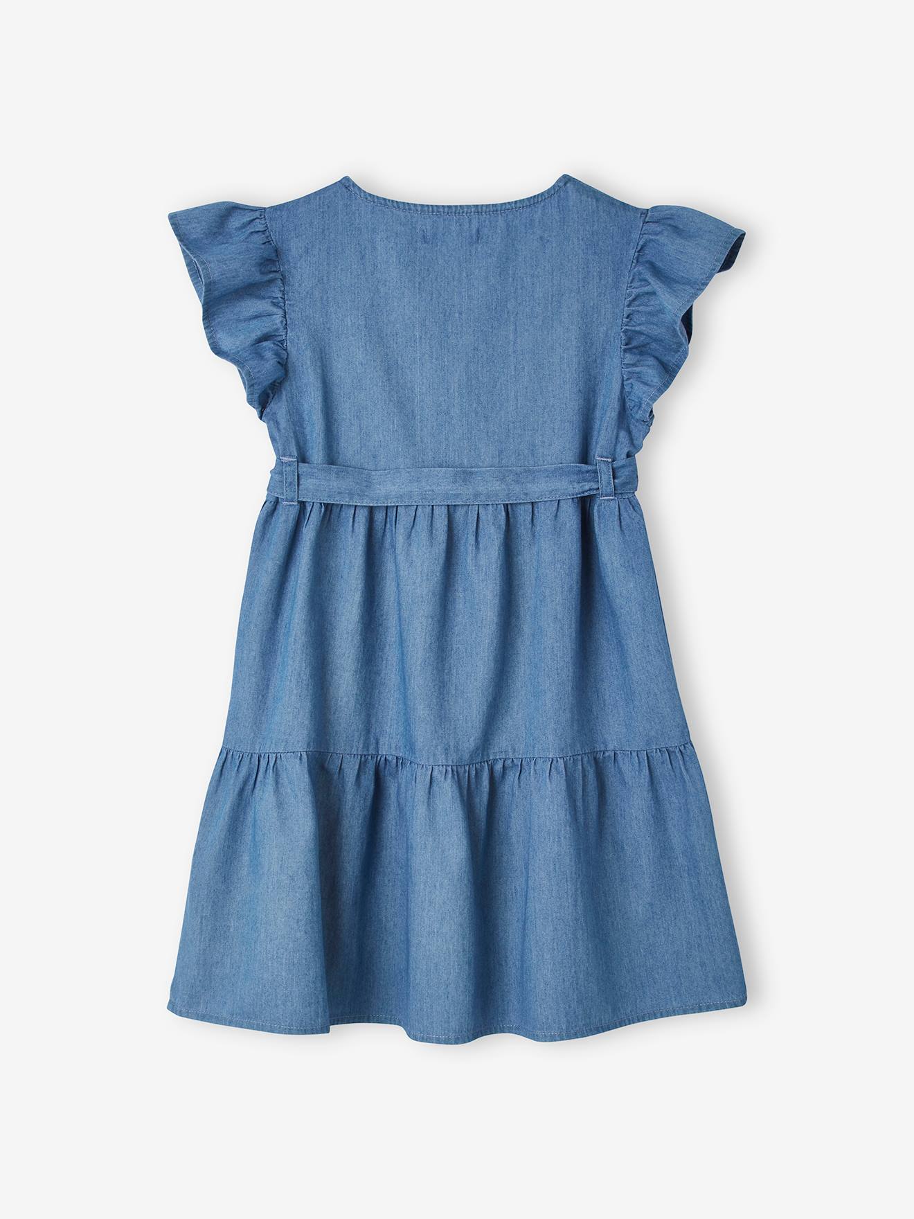 Robe en denim léger effet portefeuille fille stone
