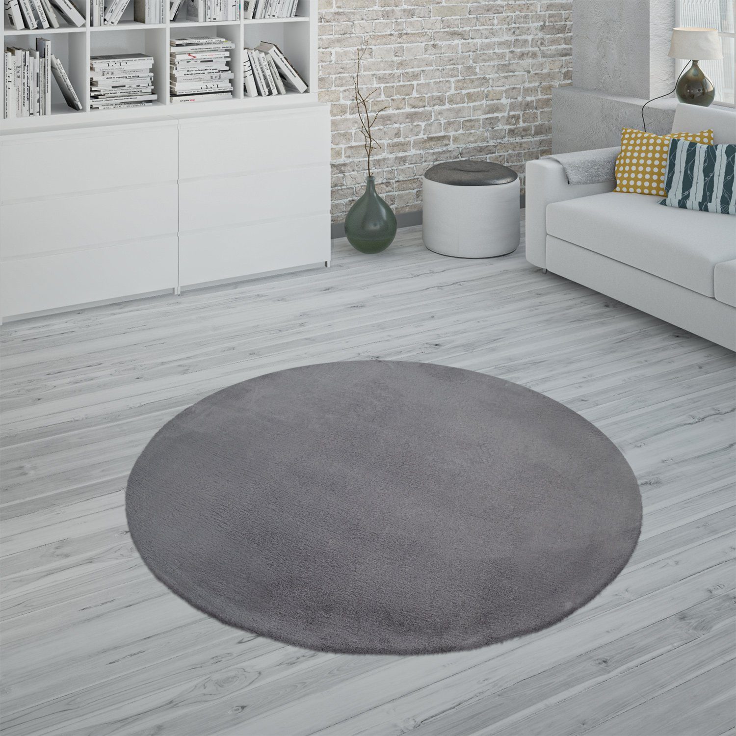 Fellteppich Hochflor Teppich Wohnzimmer Kunstfell Softes Kaninchenfell, TT Home, rechteckig, Höhe: 26 mm