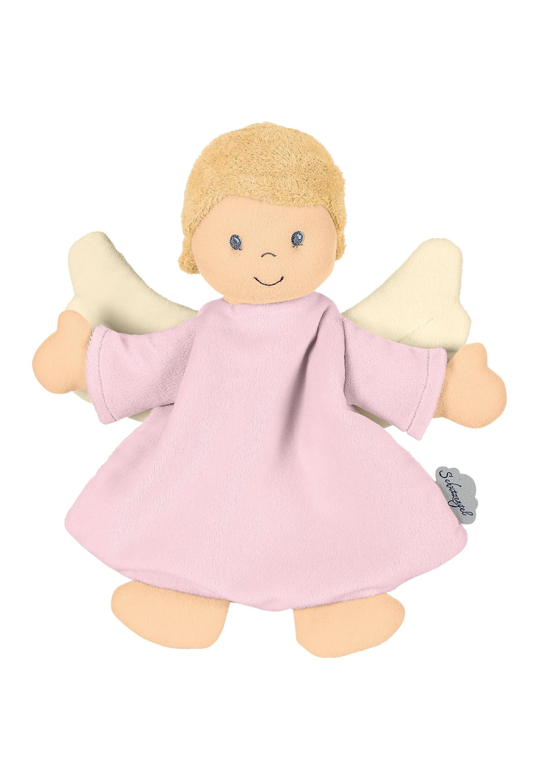 Schmusetuch Schutzengel in Rosa, 26 cm mit Rassel