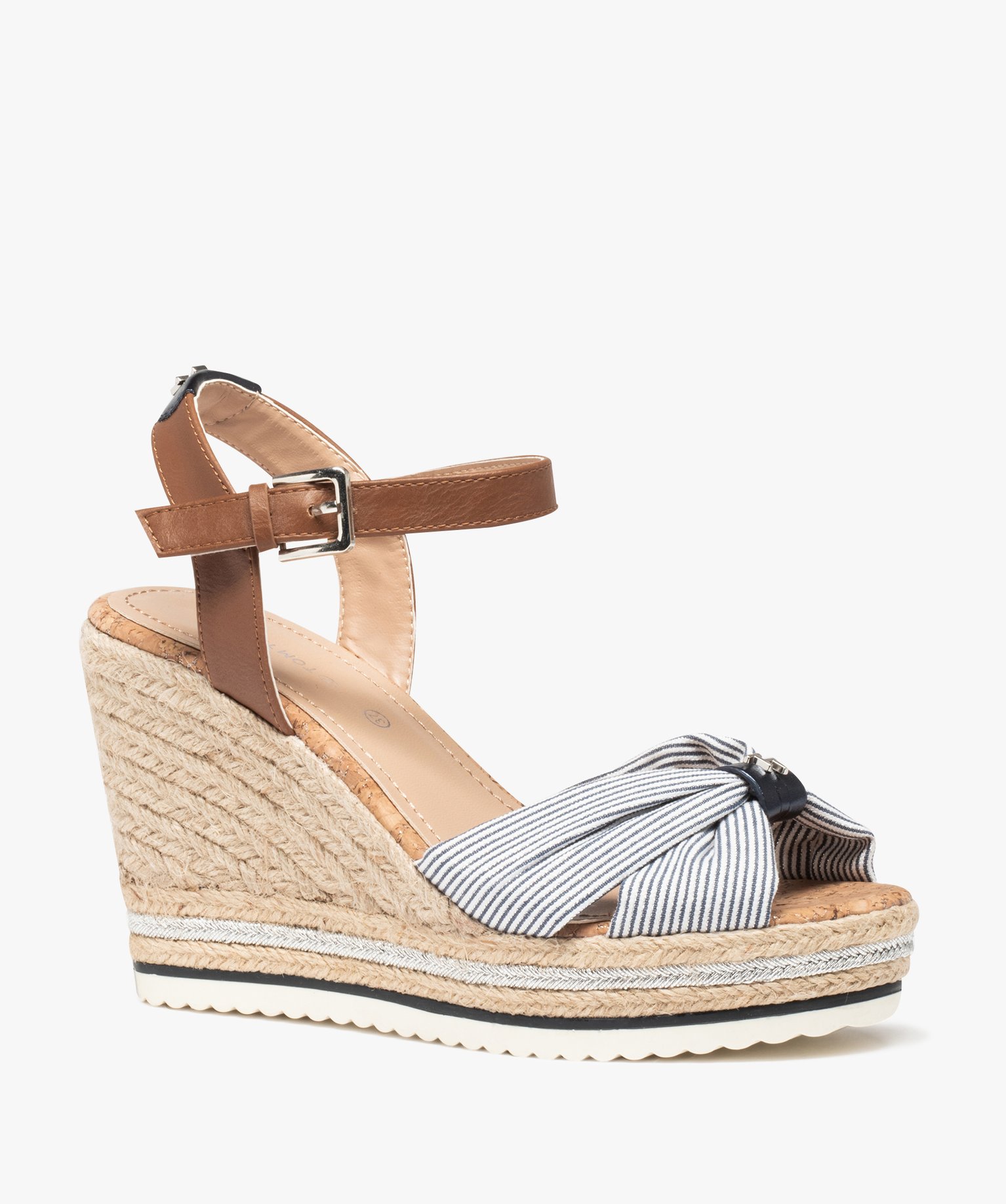 Sandales femme compensées dessus en toile - Tom Tailor marine | GEMO