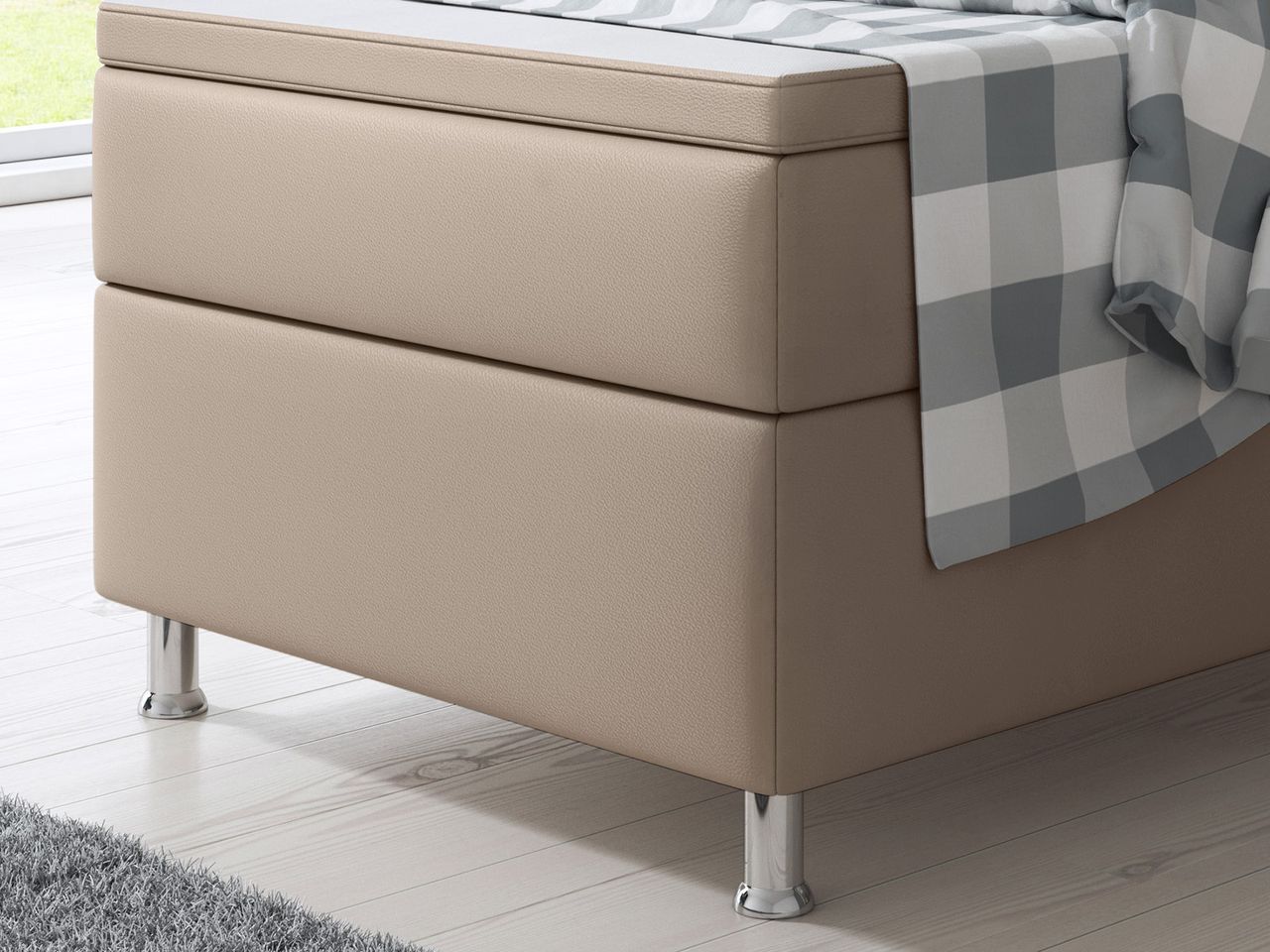 IHG Boxspringbett Miami 90x200 cm Kunstleder Muddy