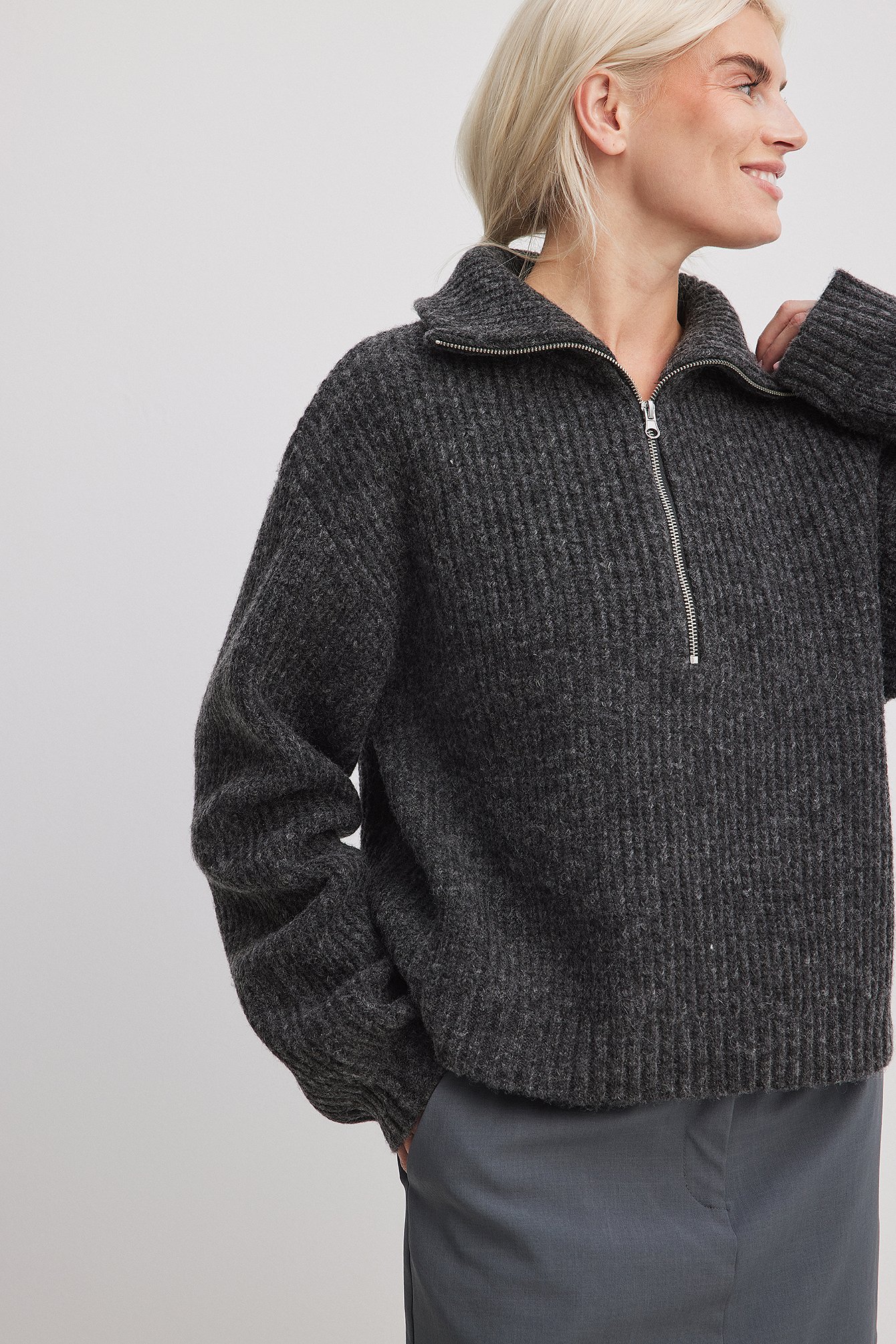 Strickpullover mit Reißverschluss