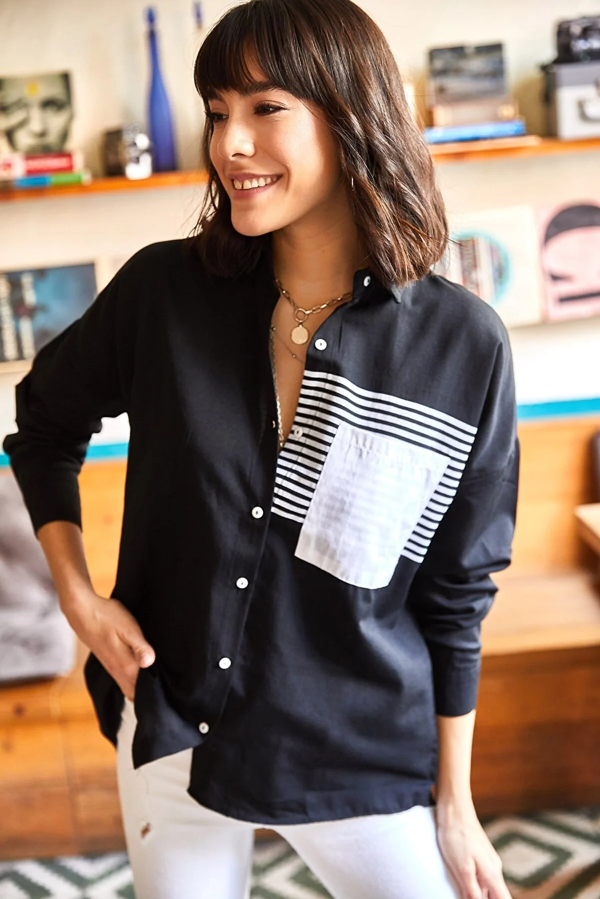 Olalook  Hemd - Schwarz - Oversized