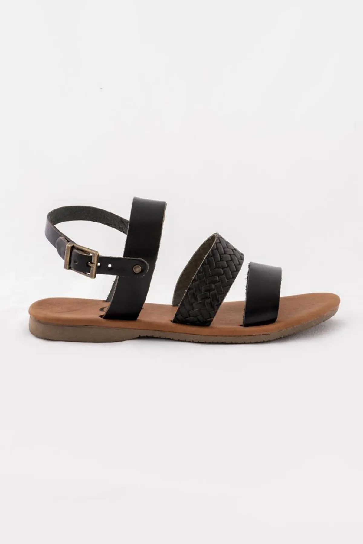 CZ London  Damensandalen aus echtem Leder mit gestrickter, strukturierter, gebänderter, weicher Sohle