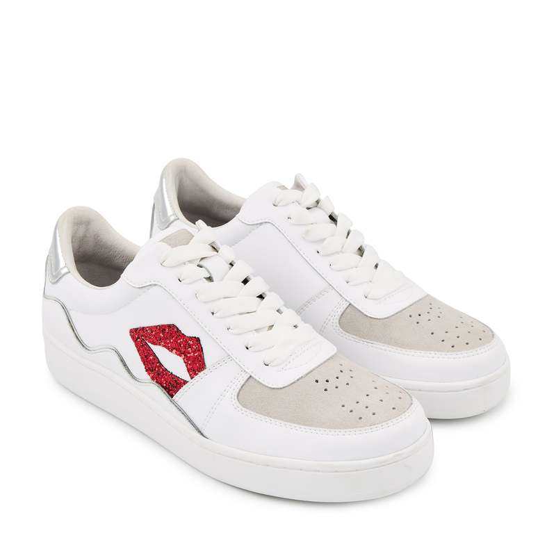 Baskets en cuir Loulou blanc rouge