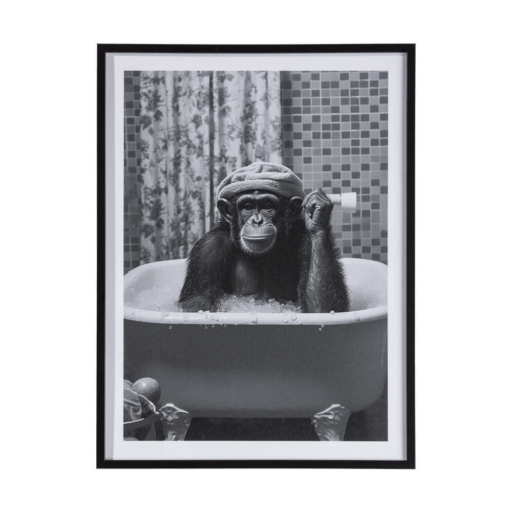 Bild Affe in Badewanne schwarz/weiß