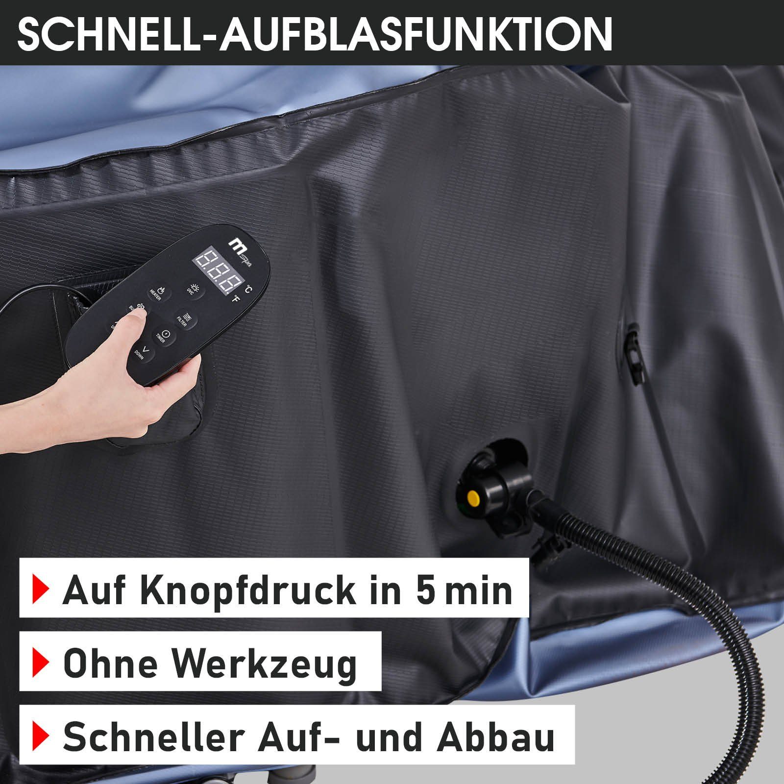 BRAST Whirlpool BRAST aufblasbar Tekapo für 4 Personen 158x158cm, (In-Outdoor Pool 108 Massagedüsen Timer Heizung), Aufblasfunktion per Knopfdruck Bubble Spa Wellness Massage