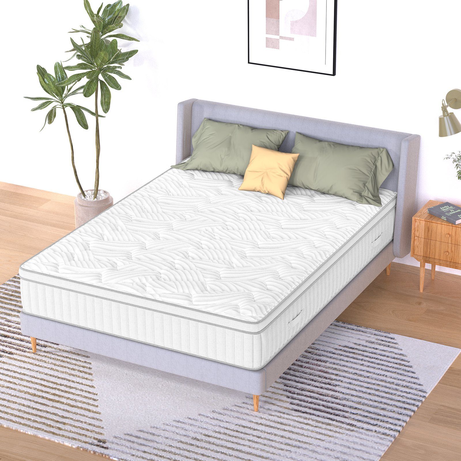 Boxspringmatratze Matratze 90/120/140/160/180x200cm, 25cm Federkernmatratze, Härtegrad 3, BedStory, 25 cm hoch, Taschenfederkernmatratze,Orthopädischem Tonnentaschenfederkernmatratze