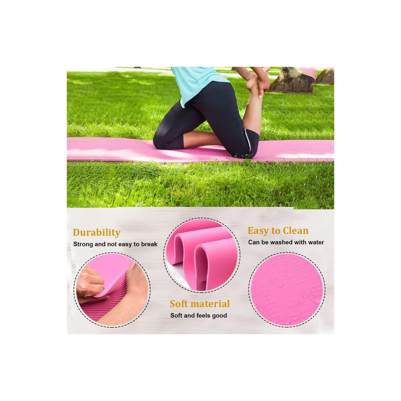 BnB Sports Premium NBR Sportmatte, rutschfeste Gymnastikmatte, Rosa Yogamatte Stretching Pilates