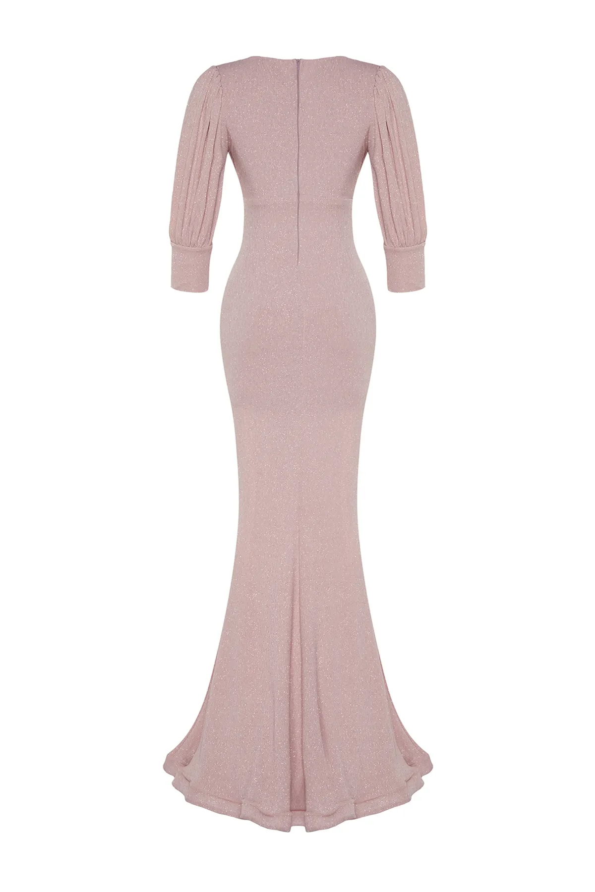 Trendyol Collection  Puderfarbenes, drapiertes, gewebtes, langes, stilvolles Abendkleid TPRSS24AE00104