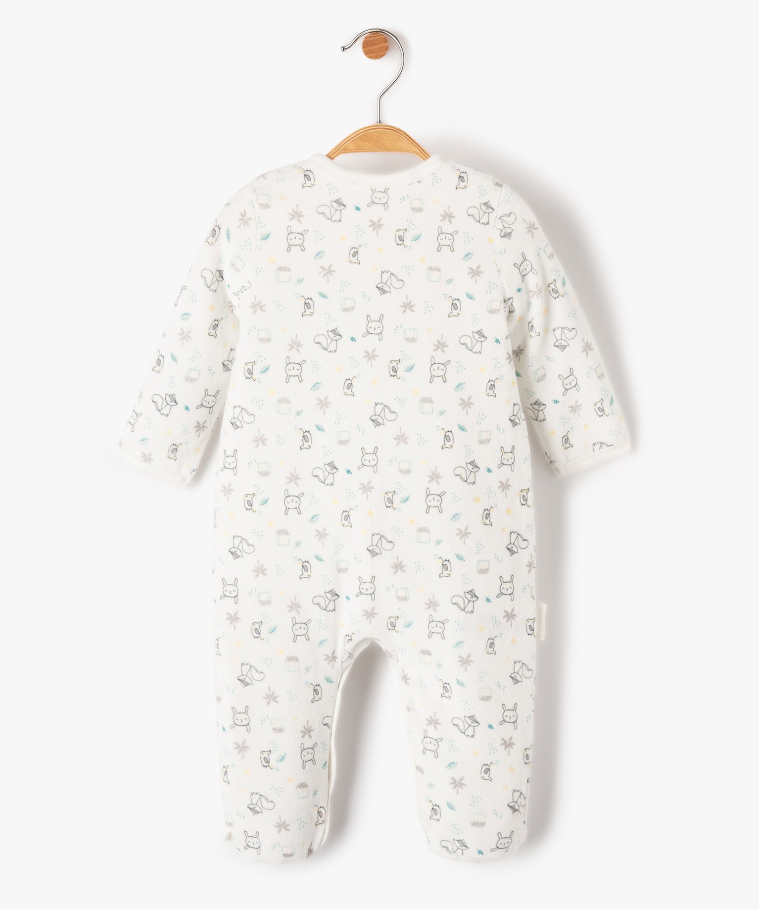 Pyjama bébé en velours imprimé à ouverture pressionnée ... blanc | GEMO