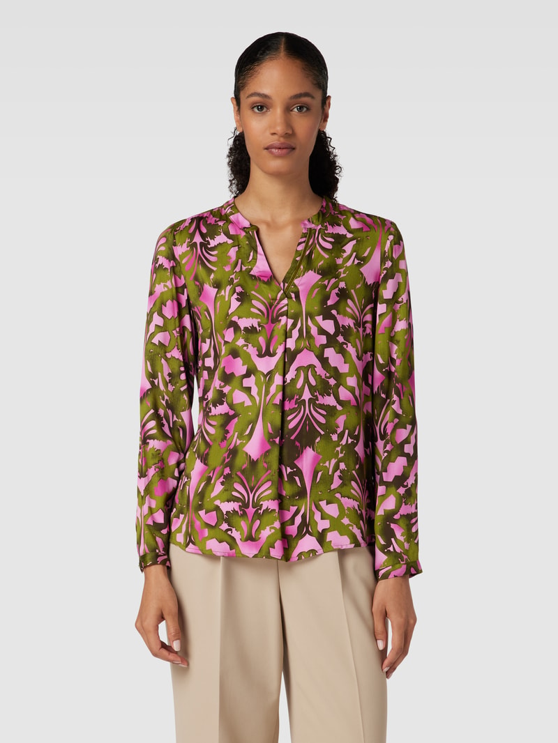 Bluse mit Tunikakragen Modell 'Ornament' in pink