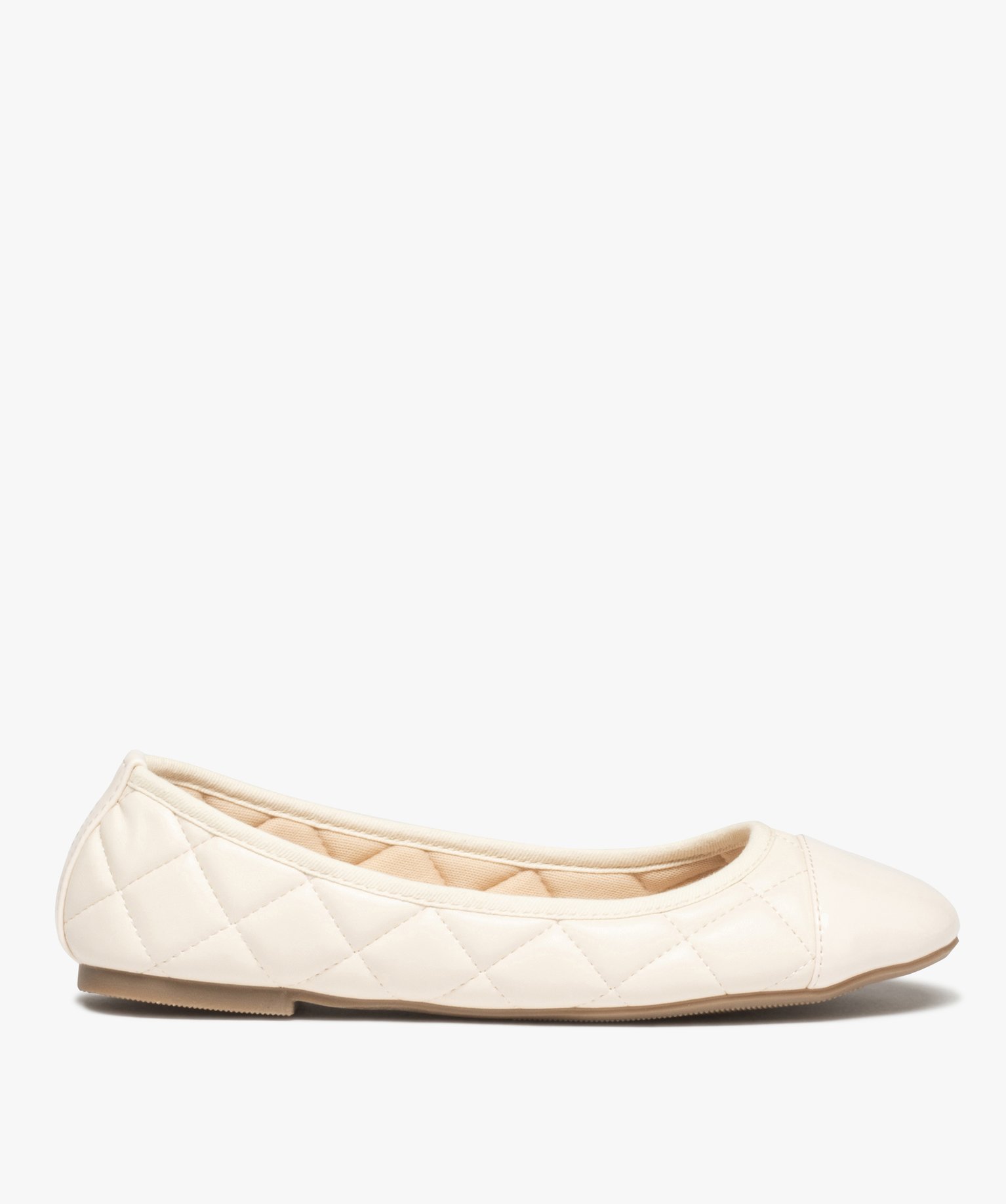 Ballerines femme avec effet matelassé et bout verni beige | GEMO