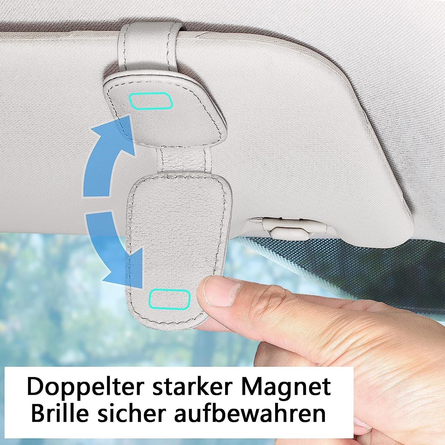 NUODWELL Autosonnenschutz 2 Pack Brillenhalter Auto Sonnenblende, Visier Sonnenbrillenhalterung