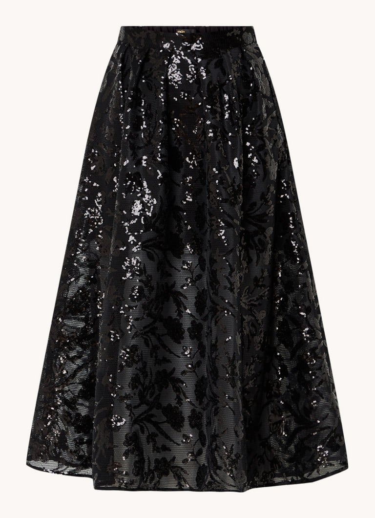 Gonna midi Maje con motivo jacquard e paillettes