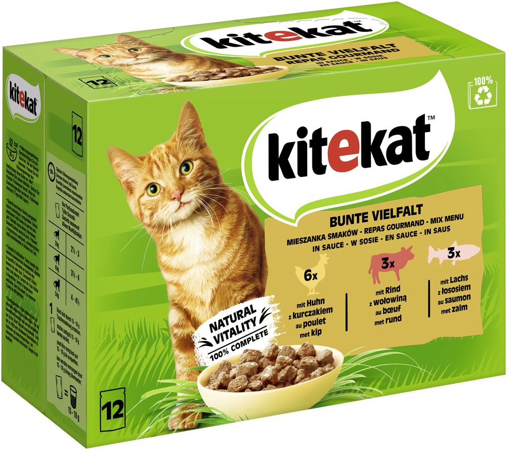 Kitekat Nassfutter Kitekat Multipack Bunte Vielfalt in Sauce 12x85 g