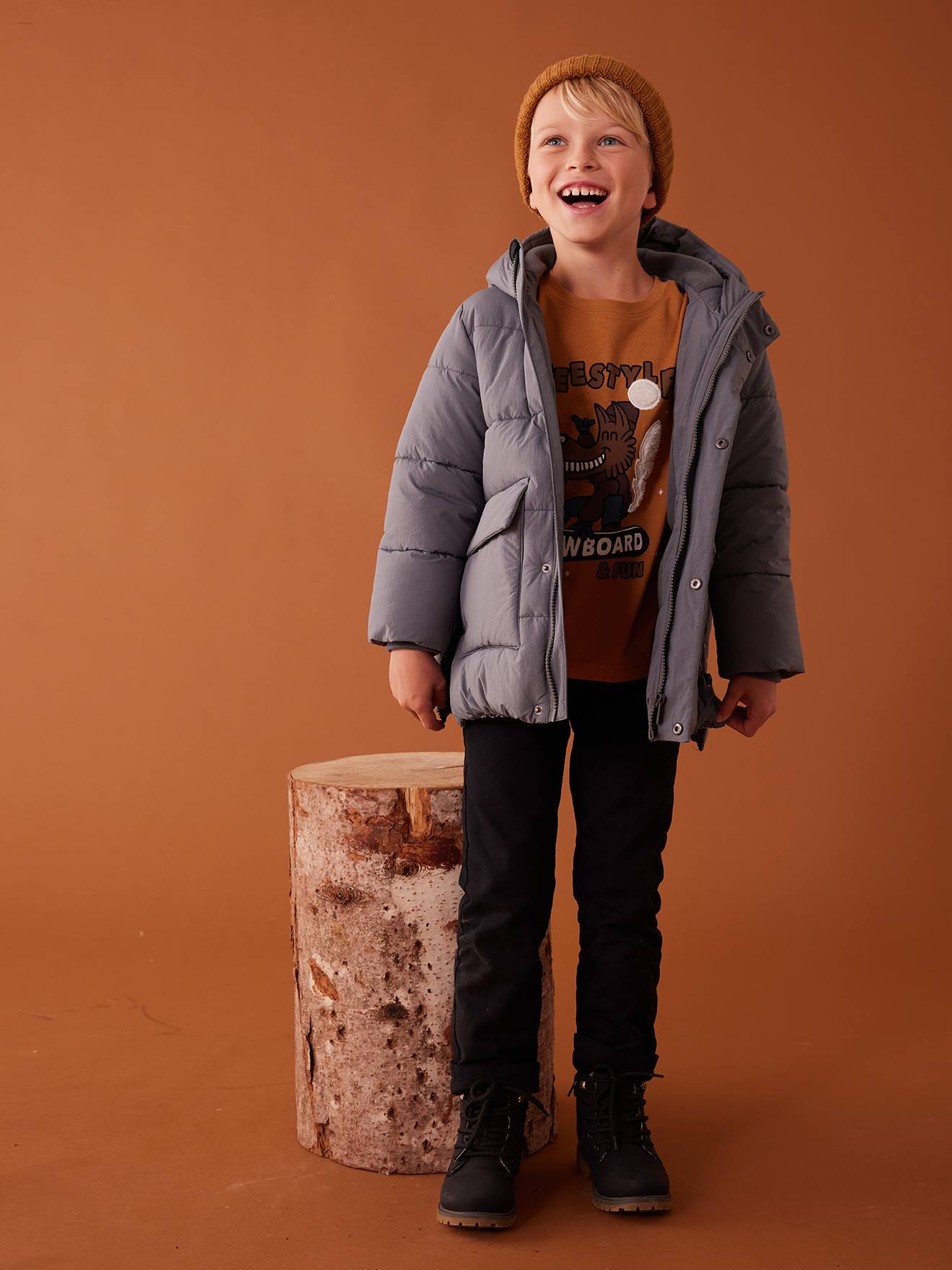 Vertbaudet Jungen Wintermantel mit Recycling-Polyester - eisblau