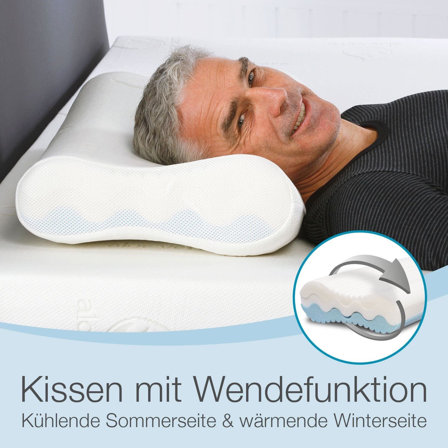 Nackenstützkissen Premium De Luxe, Bestschlaf, Füllung: Visko-Mineralschaum, Rückenschläfer, Seitenschläfer, Bauchschläfer