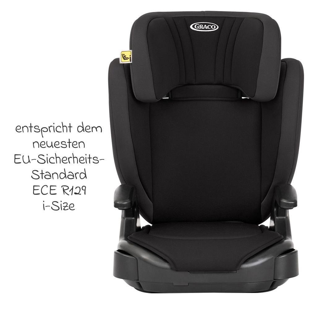 Graco Autokindersitz Junior Max - Midnight, bis: 36 kg, Kinder Autositz i-Size R129 ab 3,5 Jahre - 12 Jahre (100 cm - 150 cm)